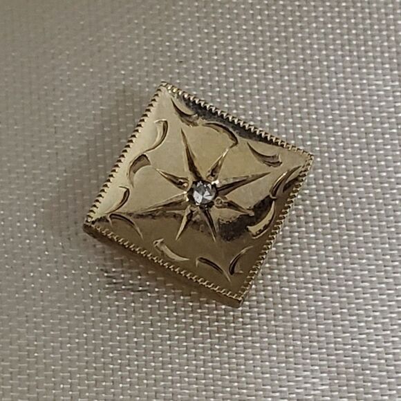 Vintage La Mode Gold Filled Diamond Tie Tac - Picture 2 of 4